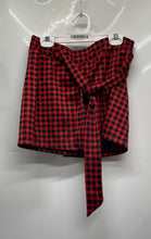 Load image into Gallery viewer, Forever 21 Womens Red Black Check Print Stretch Short Wrap Skirt Size M
