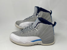 Load image into Gallery viewer, Authentic Nike Mens Jordan 12 Retro Gray White Sneaker Shoes Size 10.5 Damaged
