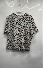 Load image into Gallery viewer, Oscar De La Renta Womens Black White Floral Short Sleeve Blouse Top Size 16
