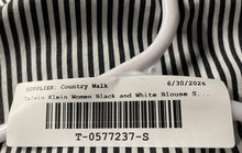 Load image into Gallery viewer, Calvin Klein Womens Black And White Striped Keyhole Back Blouse Top Size S
