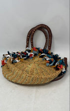 Load image into Gallery viewer, Sam Edelman Womens Beige Wicker Straw Round Shape Tassel Pockets Crossbody Bag
