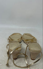 Load image into Gallery viewer, MNG Womens Gold Open Square Toe Ankle Tie Wedge Heel Strappy Sandals Size EUR 41
