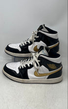 Load image into Gallery viewer, Nike Mens Air Jordan 1 Mid SE White Black And Gold Sneaker Shoes Size 10.5
