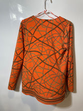 Load image into Gallery viewer, Michael Kors Womens Orange Chain And Rope Print Lace-Up V-Neck Blouse Top Size M
