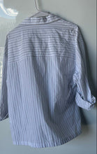Load image into Gallery viewer, Zara Womens White Black Striped Long Sleeve Button-Up Shirt Size Medium
