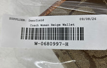 Load image into Gallery viewer, Coach Womens Beige Brown Signature Canvas Card Holder Checkbook Bifold Wallet
