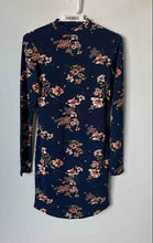 Load image into Gallery viewer, Forever 21 Womens Blue Floral Printed Long Sleeve Bodycon Dress Size Small
