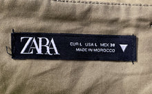 Load image into Gallery viewer, Zara Womens Green Pleated Cargo Pocket Back Zip Casual Mini Skirt Size L
