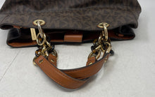 Load image into Gallery viewer, Michael Kors Womens Cynthia Brown Leather Monogram Inner Pocket Satchel Handbag
