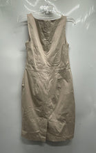 Load image into Gallery viewer, Ann Taylor Womens Beige Sleeveless Back Zip And Slit Sheath Dress Size 6
