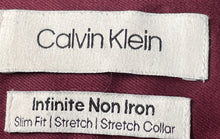 Load image into Gallery viewer, Calvin Klein Mens Dark Red Long Sleeve Non-Iron Slim Fit Dress Shirt Size M
