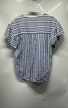 Load image into Gallery viewer, Michael Kors Womens Blue White Striped V-Neck Hi-Low Blouse Top Size Small
