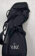 Load image into Gallery viewer, Zara Womens Black Leather Open Toe Stiletto Slingback Heels Size EUR 39

