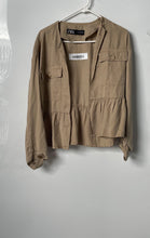 Load image into Gallery viewer, Zara Womens Brown Long Sleeve Regular Fit Open Front Cropped Jacket Size XS

