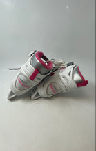 Load image into Gallery viewer, Lake Placid Womens White And Pink Ratchet Buckle Lace-Up Ankle Ice Skates
