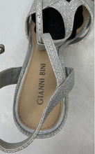 Load image into Gallery viewer, Gianni Bini Womens Silver Tone Glitter Ankle Strap Sandals Size 6M Minor Stain
