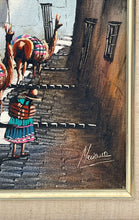 Load image into Gallery viewer, Vintage Artistic Framing Llama's Peruvian Village Street Scene Art Painting
