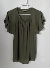 Load image into Gallery viewer, Loft Womens Green Short Sleeve V-Neck Pullover Blouse Top Size Small
