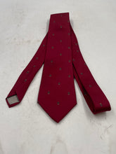 Load image into Gallery viewer, Christian Dior Mens Burgundy Printed Silk Formal Adjustable Pointed Tie
