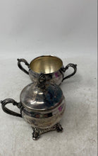 Load image into Gallery viewer, Vintage Set Of 2 Pcs Silver-Tone Engraved Scroll Handle Sugar Bowl And Creamer

