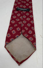 Load image into Gallery viewer, Christian Dior Mens Red Geometric Print Silk Track Bar Pointed Tie
