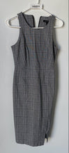 Load image into Gallery viewer, Banana Republic Womens Gray Plaid Sleeveless Side Slit Sheath Dress Size 4
