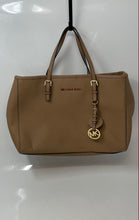 Load image into Gallery viewer, Michael Kors Womens Jet Set Sky Brown Textured Leather Double Handle Tote Bag
