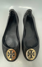 Load image into Gallery viewer, Authentic Tory Burch Womens Black Leather Slip-On Ballet Flats Size 8.5M Worn

