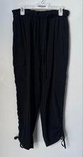 Load image into Gallery viewer, Jessica Simpson Womens Black Drawstring Ruched Tapered-Leg Cargo Pants Size L
