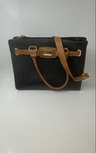 Load image into Gallery viewer, Pacheco Womens Black Inner Pocket Bottom Studs Shoulder Strap Satchel Handbag
