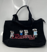 Load image into Gallery viewer, Karl Lagerfeld Womens Kristen Black Graphic Print Double Handle Tote Purse
