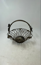 Load image into Gallery viewer, Silver Tone Grapes Handle Open Wire Metal Fruit Decorative Home Decor Basket
