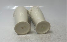 Load image into Gallery viewer, Set Of 2 Lenox Off White Porcelain Cylinder Shape Rose Bud Embossed Flower Vase
