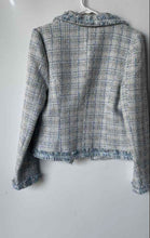 Load image into Gallery viewer, Lea &amp; Viola Womens White Blue Tweed Double-Breasted Blazer Size S With Tag
