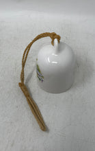 Load image into Gallery viewer, White Green Dragonfly Watercolor Decorative Ceramic Bell With Jute Hanging Loop
