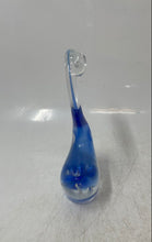 Load image into Gallery viewer, Blue Clear Hand Blown Art Glass Long Neck Swan Decorative Figurine Paperweight

