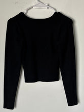 Load image into Gallery viewer, Abercrombie &amp; Fitch Womens Black Ribbed Long Sleeve Square Neck Cropped Top Sz S
