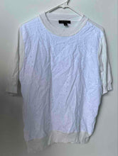 Load image into Gallery viewer, Ann Taylor Womens White Eyelet Front Panel Short Sleeve Pullover Sweater Size L
