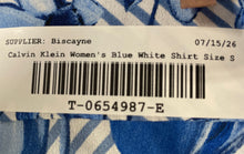 Load image into Gallery viewer, Calvin Klein Womens Blue White Floral Print Long Sleeve Button-Up Shirt Size S
