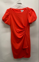 Load image into Gallery viewer, DKNY Womens Orange Short Sleeve Back Zip Round Neck Sheath Dress Size 6
