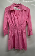 Load image into Gallery viewer, Zara Womens Pink Long Sleeve Collared Regular Fit Short Poplin Mini Dress Size M
