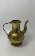 Load image into Gallery viewer, Vintage Solid Brass Tableware Ewer Pitcher Creamer Etched Flowers India
