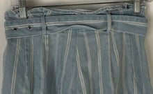 Load image into Gallery viewer, Kittenish Womens Light Blue White Striped Pockets Jean Paperbag Shorts Size S
