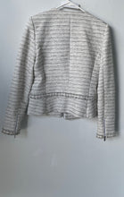 Load image into Gallery viewer, Karl Lagerfeld Womens White Black Tweed Long Sleeve Cropped Blazer Jacket Size 4
