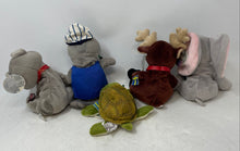 Load image into Gallery viewer, Vintage Set Of 5 Coca Cola Plush Animal Collectibles Seal Turtle Moose Elephant
