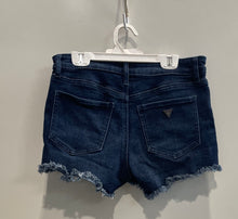 Load image into Gallery viewer, Guess Womens Blue Denim Dark Wash Frayed Hem Cut-Off Shorts Size Small
