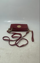 Load image into Gallery viewer, Michael Kors Womens Red MK Logo Medallion Leather Outer Pocket Crossbody Bag
