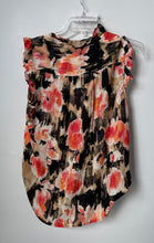 Load image into Gallery viewer, DKNY Womens Multicolor Floral Printed Sleeveless Ruffle Front Blouse Top Size S
