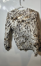 Load image into Gallery viewer, Calvin Klein Womens White Brown Animal Print Button Front Blouse Top Size Medium
