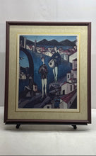 Load image into Gallery viewer, Cubist Village Musicians Cityscape Architectural Signed And Framed Art Print
